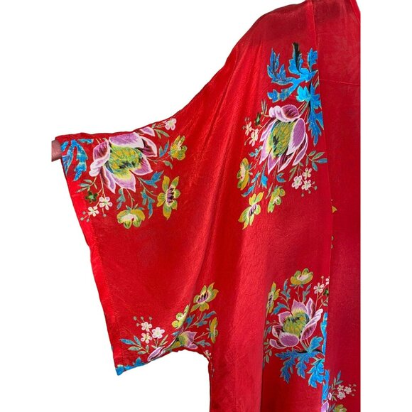 Johnny Was Peonies Georgette Tie-Neck Floral BOHO Top Size Medium - Picture 6 of 9